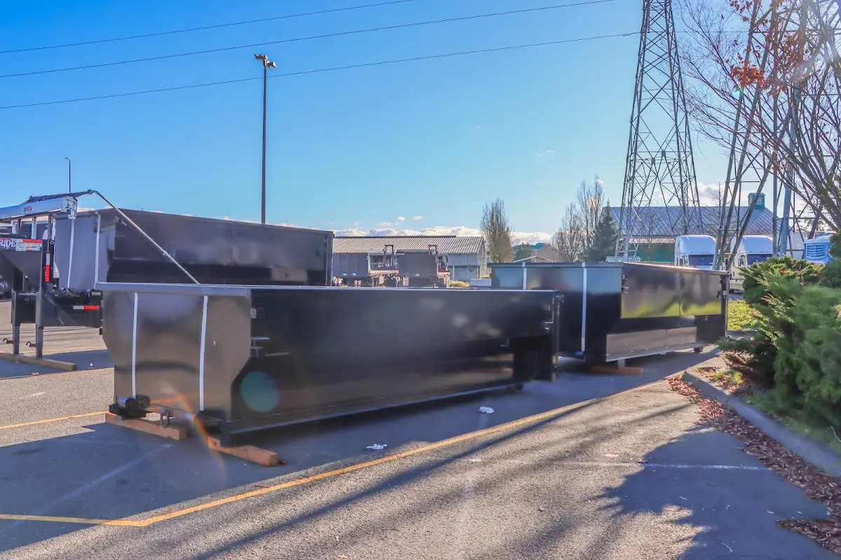 Roll-off dumpster ready for waste disposal at job site for 6 Yard Dumpster Rental in Luzerne